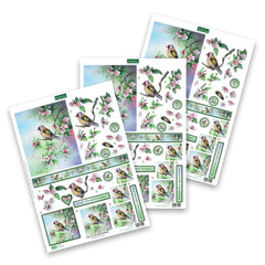 Decoupage troquelado – Jilguero en cerezo (Paquete de 3)-1