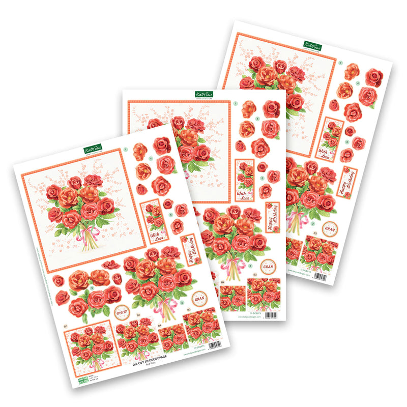 Decoupage troquelado – Rosas rojas (paquete de 3)-1