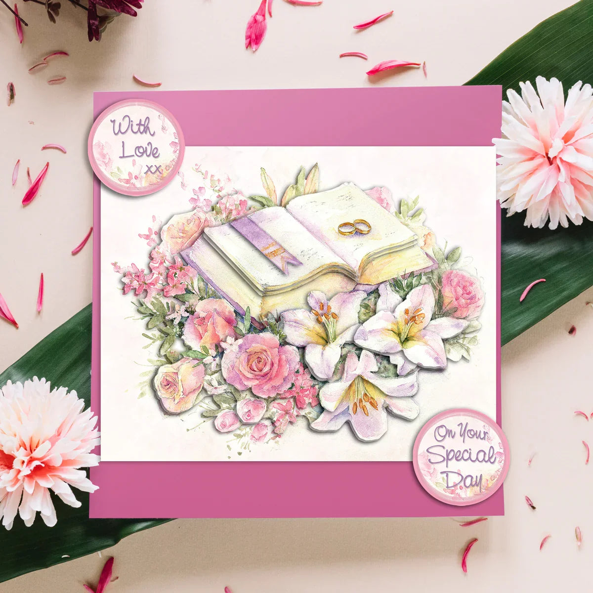Die Cut Decoupage – Wedding Book & Flowers (Pack Of 3)-2