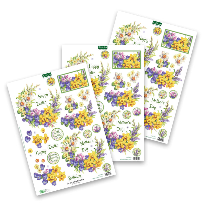 Découpages Die Cut – Fleurs printanières (Paquet de 3)-1
