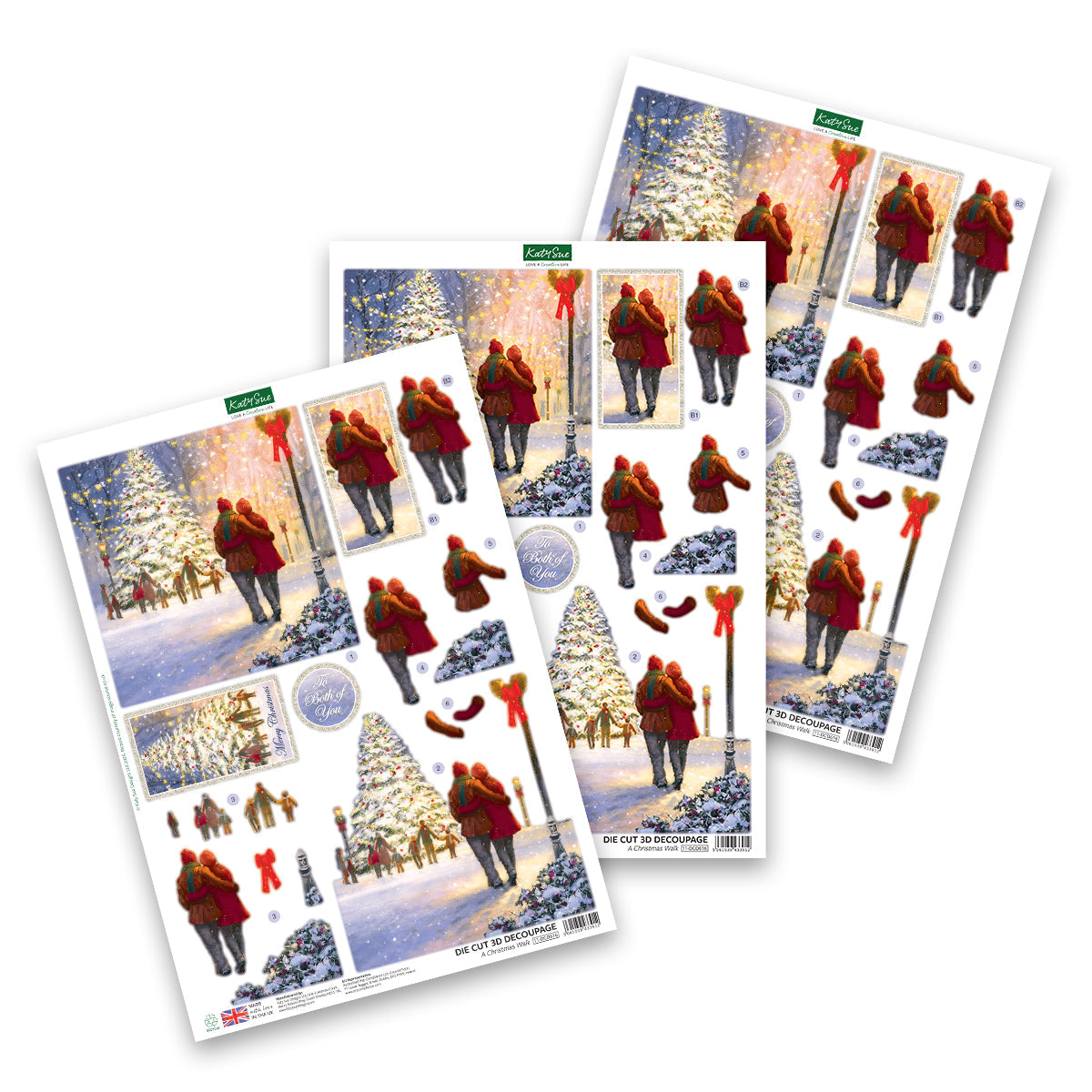 Katy Sue Designs Décopatch Découpé à l'Emporte-Pièce – Une promenade de Noël (lot de 3)-1