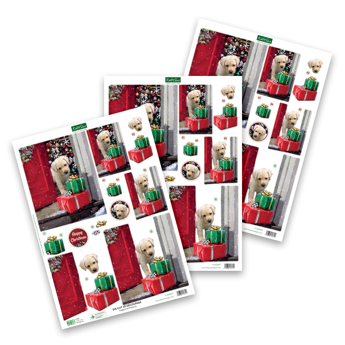 Découpage prédécoupé – Chiot et cadeaux (lot de 3)-1