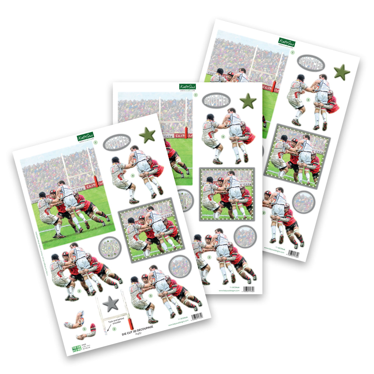Die Cut Decoupage – Rugby (Pack Of 3)-1