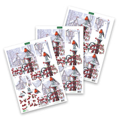 Die Cut Decoupage – Robin On Railing (Pack Of 3)-1