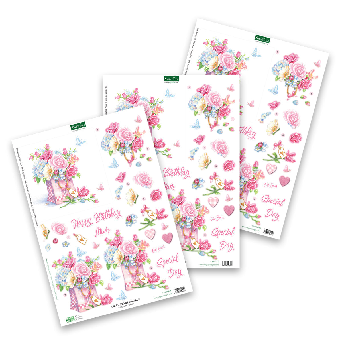 Die Cut Decoupage – Filled With Flowers (Pack Of 3)-1