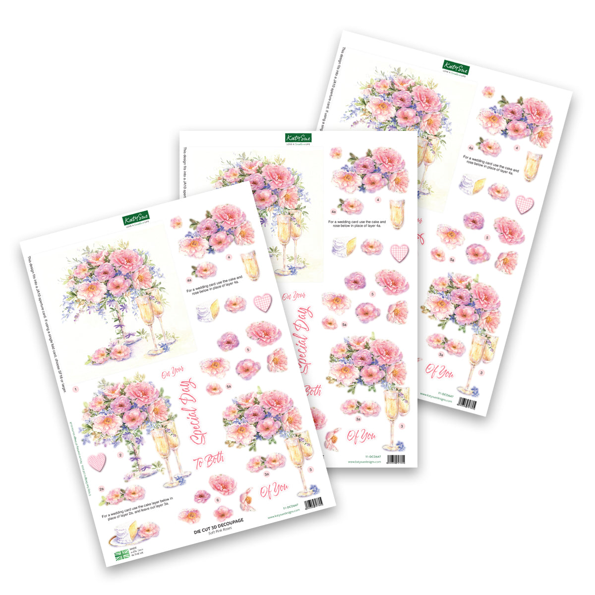 Die Cut Decoupage – Soft Pink Roses (Pack Of 3)-1