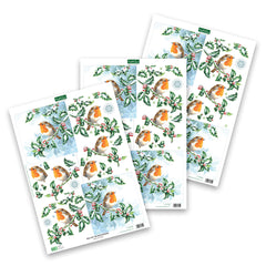 Die Cut Decoupage – Robin On Holly (Pack Of 3)-1