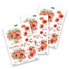 Décopatch prédécoupé – Coquelicots dans un vase (Lot de 3)-1