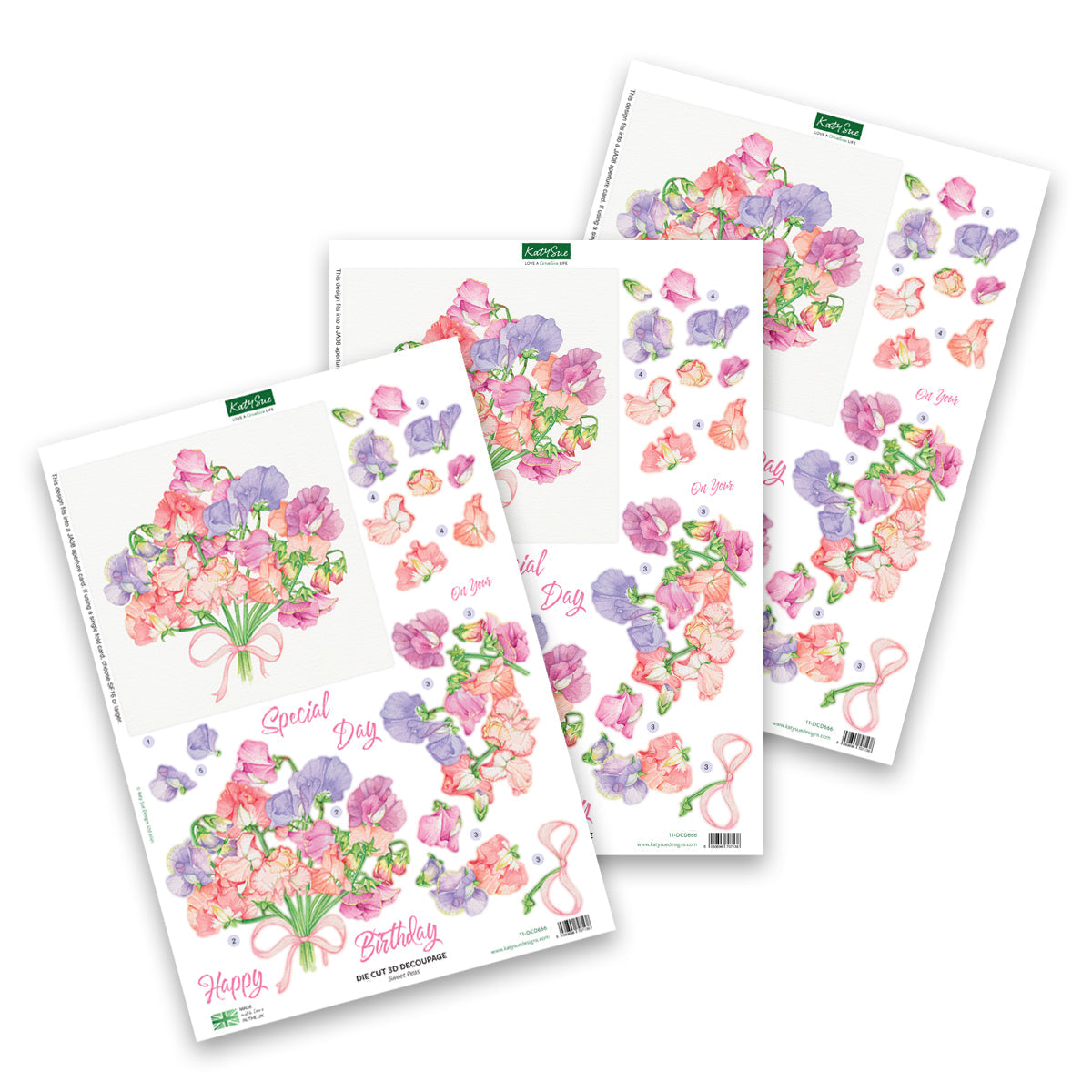 Decoupage troquelado – Guisantes de olor (paquete de 3)
