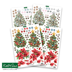 Die Cut Decoupage – Poinsettia and Christmas Tree (Pack Of 4)-2