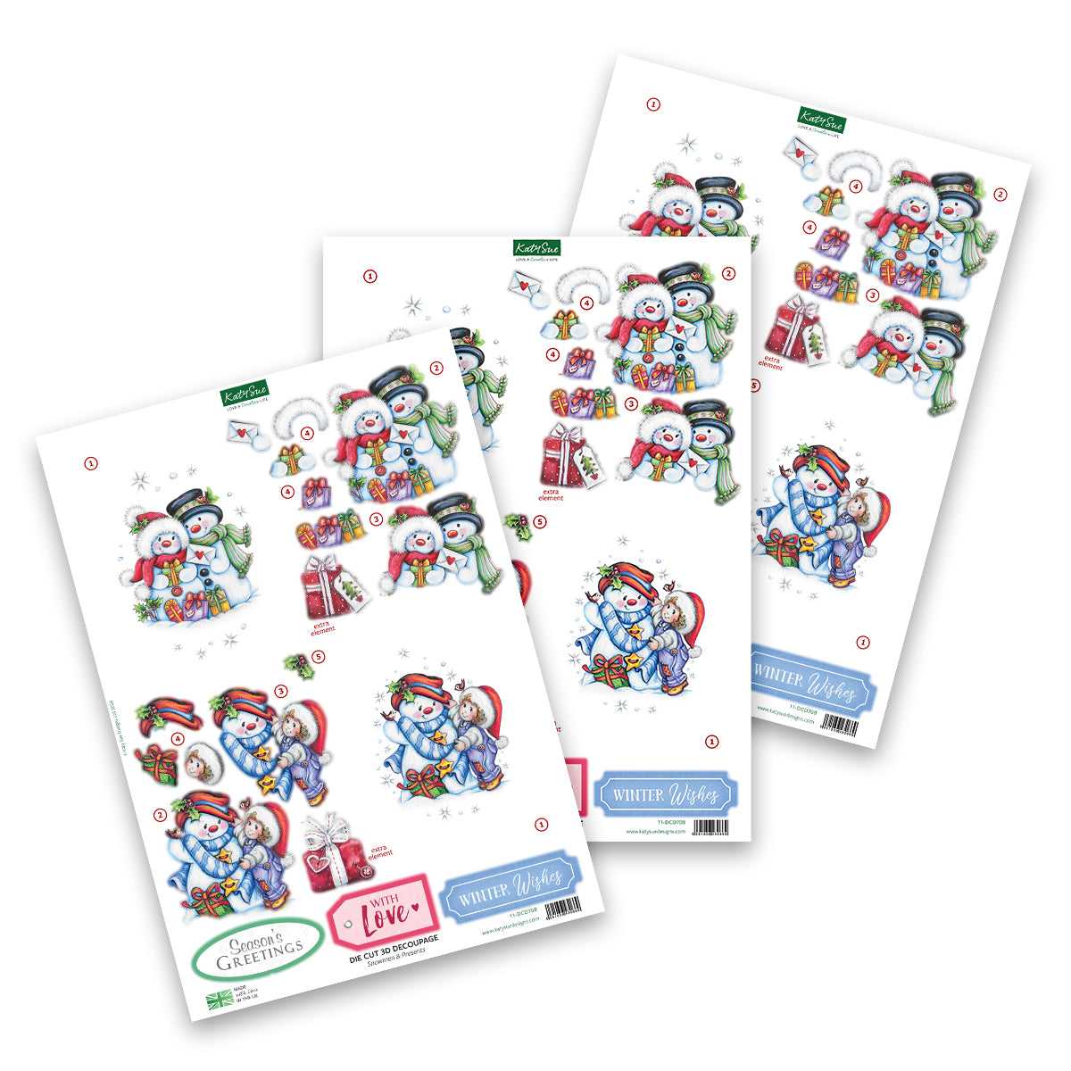 Die Cut Decoupage – Snowmen Scenes (pack of 12)-3