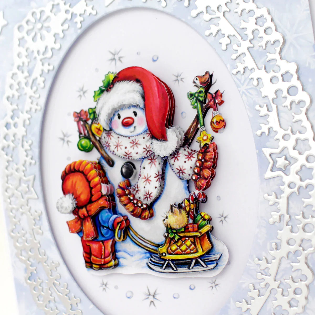 Découpage prédécoupé – Bonshommes de neige et traîneau (paquet de 3)-3