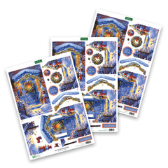 Découpages prédécoupés – Scène de porche enneigé (lot de 3)-1
