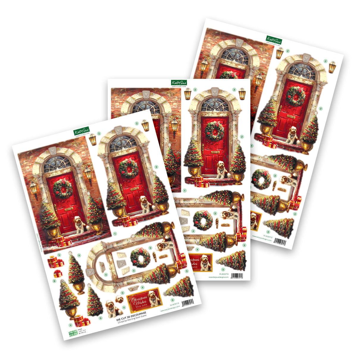 Die Cut Decoupage – Christmas Morning Door Scene (pack of 3)-1