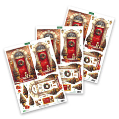 Die Cut Decoupage – Christmas Morning Door Scene (pack of 3)-1