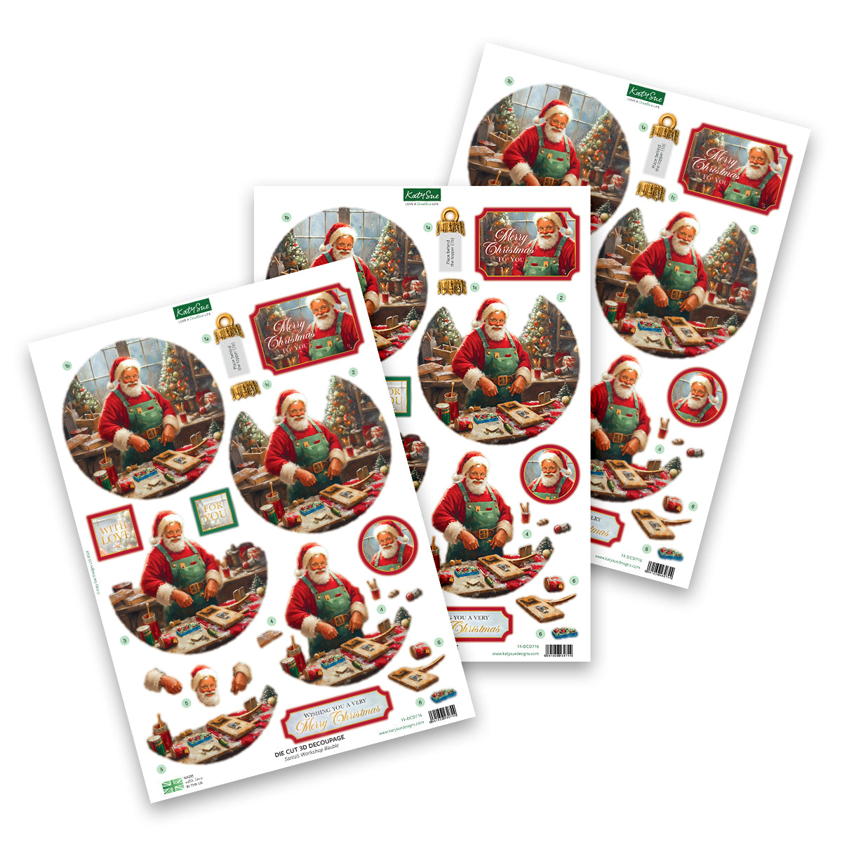 Die Cut Decoupage – Christmas Bauble Selection (pack of 12)-3