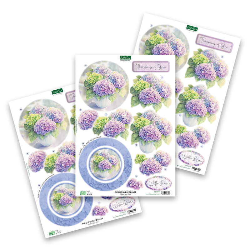 Die Cut Decoupage – Hydrangea Vase (pack of 3)-1