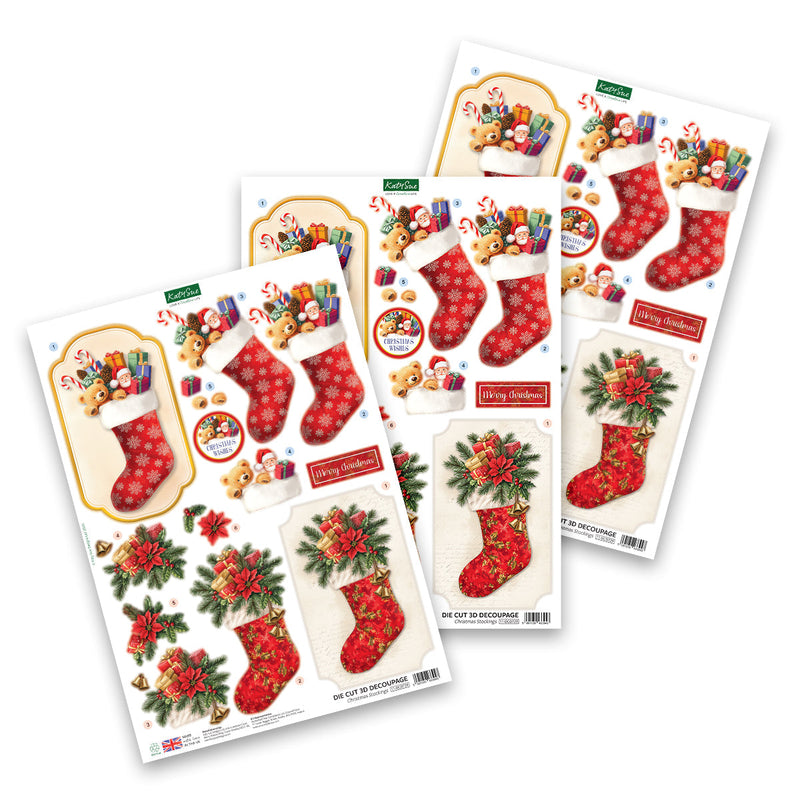 Katy Sue Designs Décopatch prédécoupé – Chaussettes de Noël (lot de 3)-1