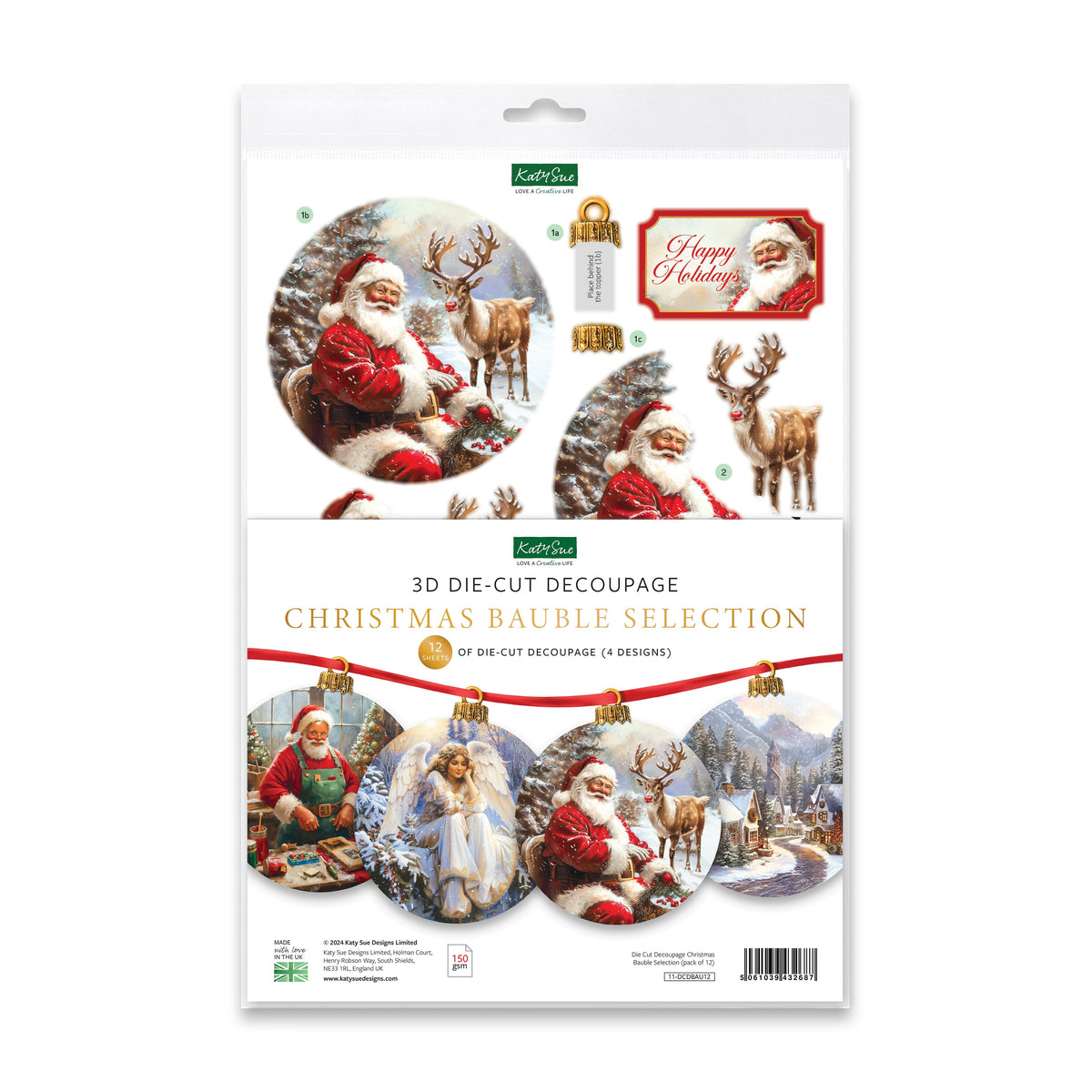 Die Cut Decoupage – Christmas Bauble Selection (pack of 12)-1