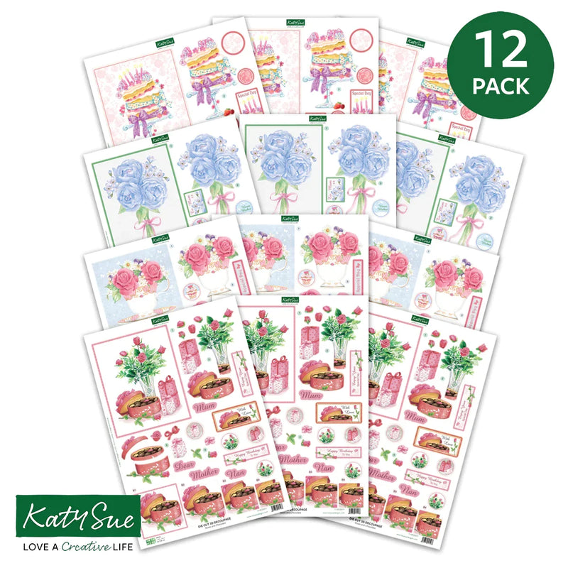 Die Cut Decoupage - Birthday Cake and Flowers (Pack Of 12)-2