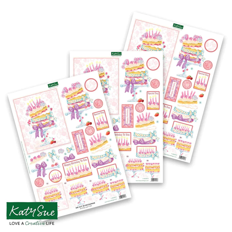 Die Cut Decoupage - Birthday Cake and Flowers (Pack Of 12)-4