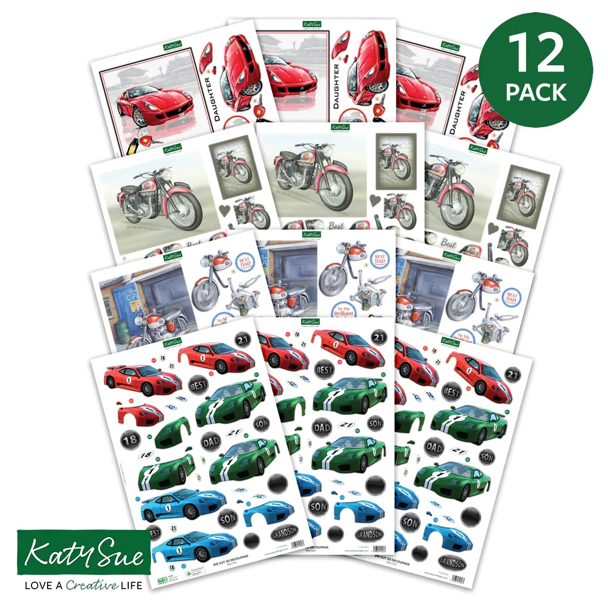 Découpage prédécoupé – Voitures et motos (Paquet de 12)-2