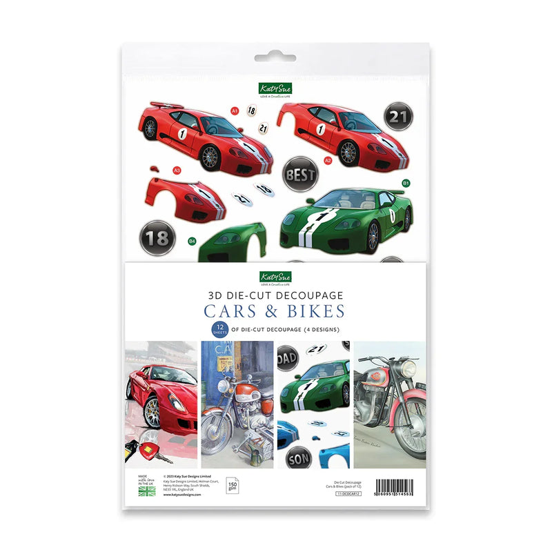 Découpage prédécoupé – Voitures et motos (Paquet de 12)-1