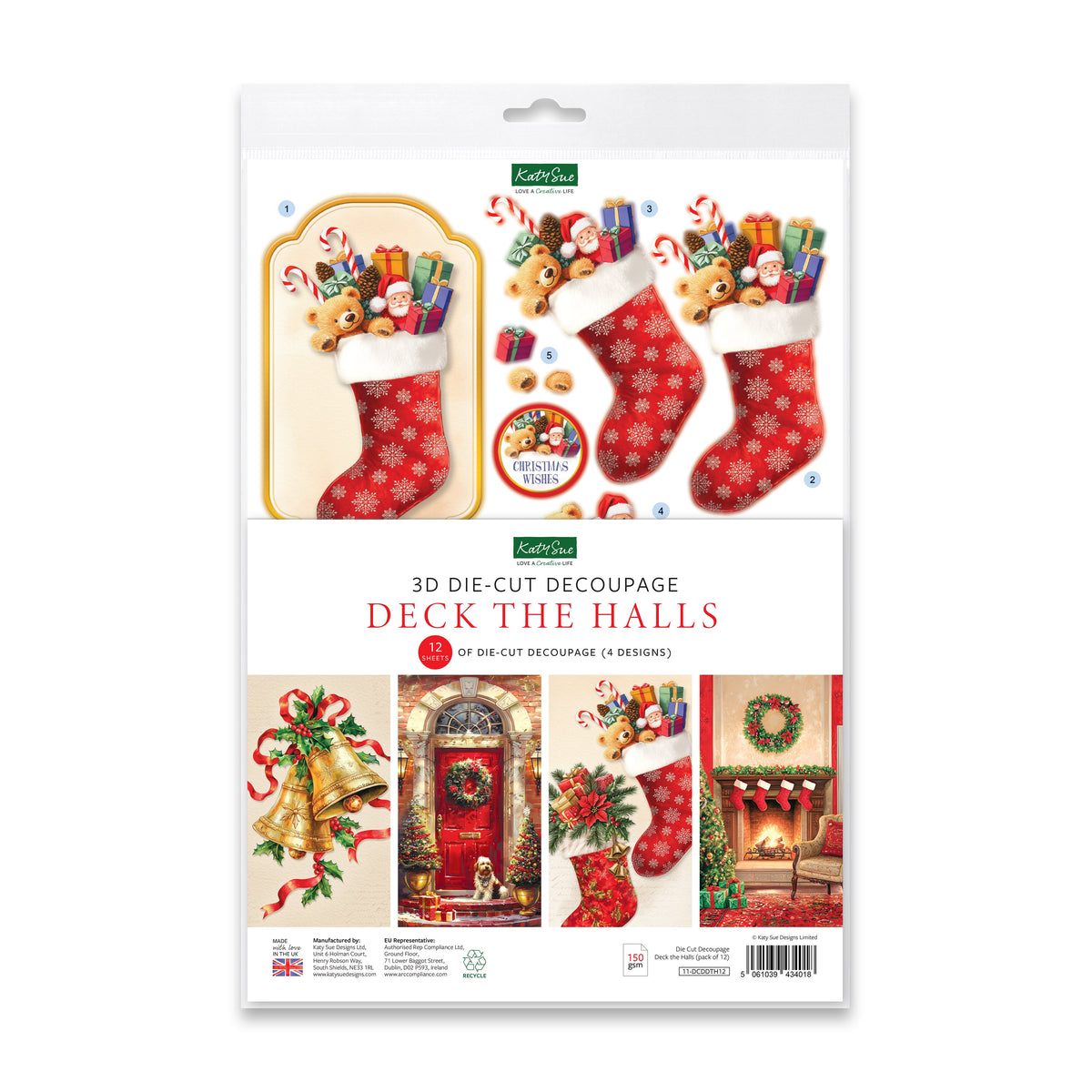 Katy Sue Designs Décopatch Découpé à l'Emporte-Pièce – Décorons les Salles (paquet de 12)-1