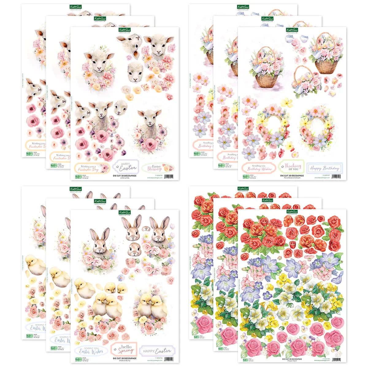Die Cut Decoupage - Easter Animals & Spring Florals (pack of 12)-3