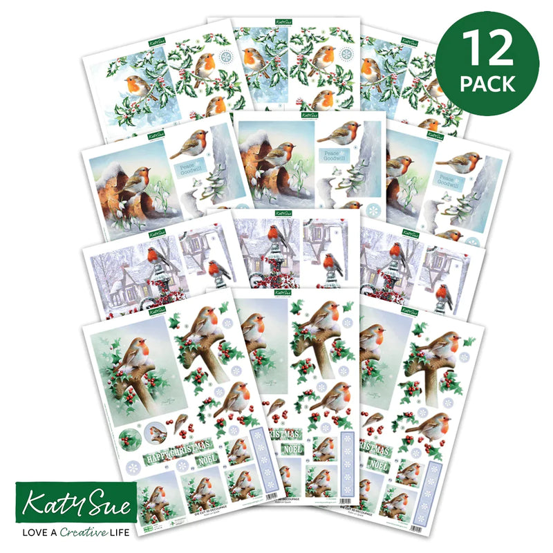 Die Cut Decoupage – Robins (Pack Of 12)-2