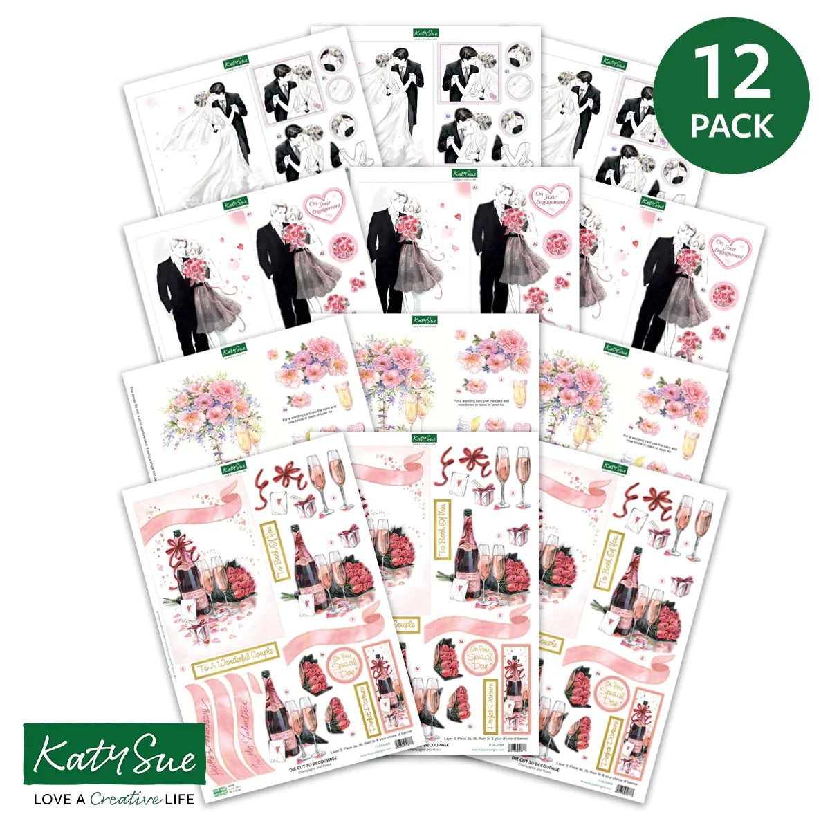 Découpage prédécoupé – Romantisme et Mariages (Paquet de 12)-2