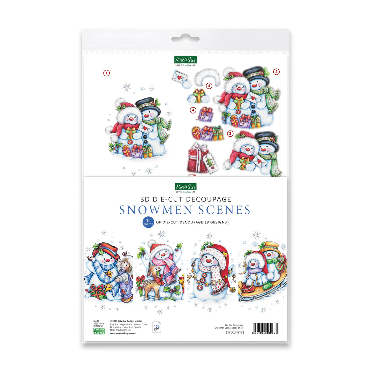 Die Cut Decoupage – Snowmen Scenes (pack of 12)-1