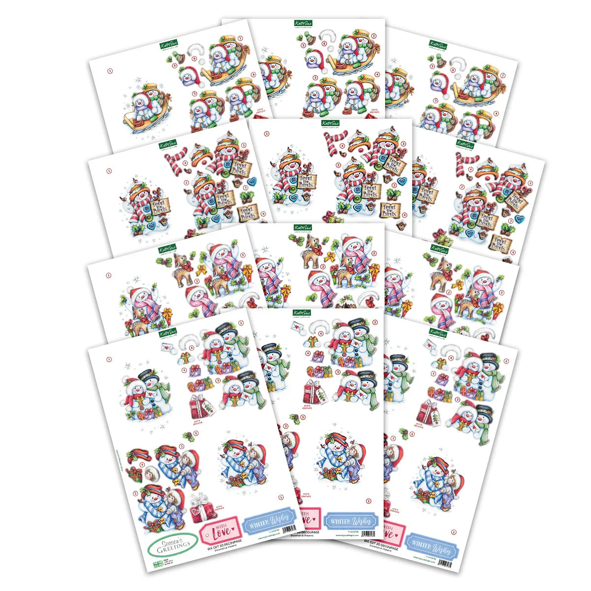 Die Cut Decoupage – Snowmen Scenes (pack of 12)-2