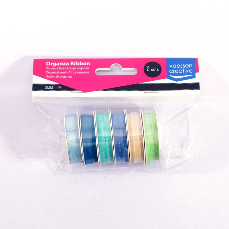 Vaessen Creative Organza Ribbon 6 Colours 3mmx2m Baby Blue-1