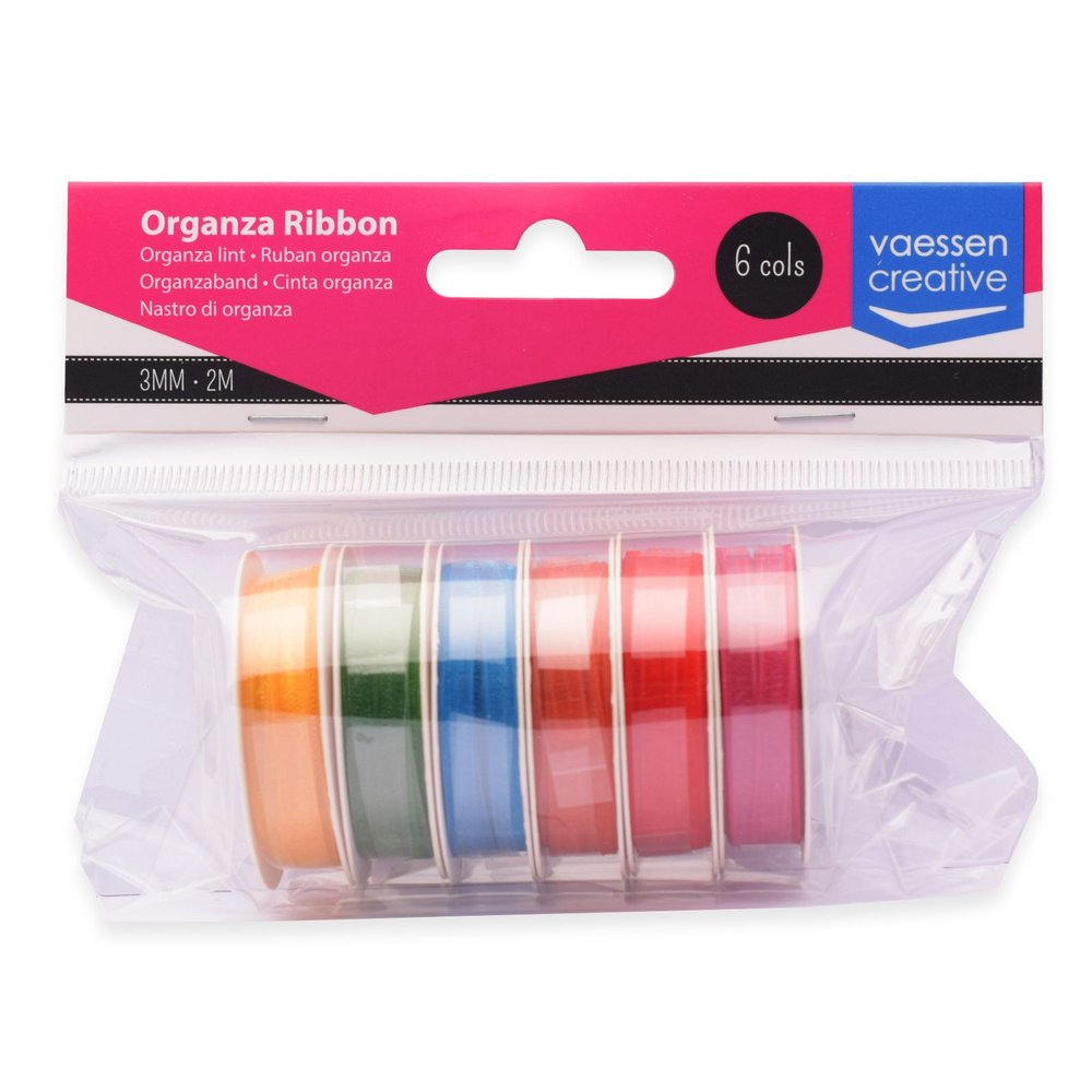 Vaessen Creative Organza Ribbon 6 Colours 3mmx2m Summer-1