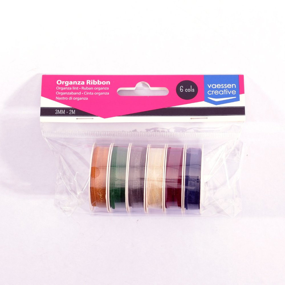 Vaessen Creative Organza Ribbon 6 Colours 3mmx2m Christmas-1