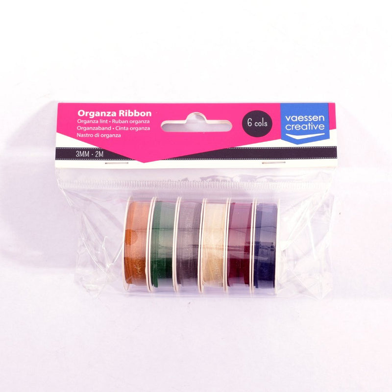 Vaessen Creative Organza Ribbon 6 Colours 3mmx2m Christmas-1