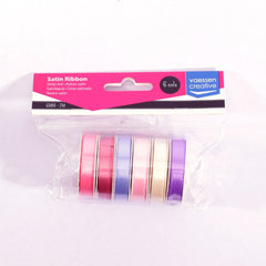 Vaessen Creative Satin Ribbon 6 Colours 6mmx2m Baby Pink-1