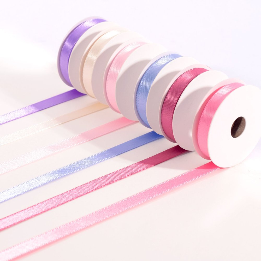 Vaessen Creative Satin Ribbon 6 Colours 6mmx2m Baby Pink-3