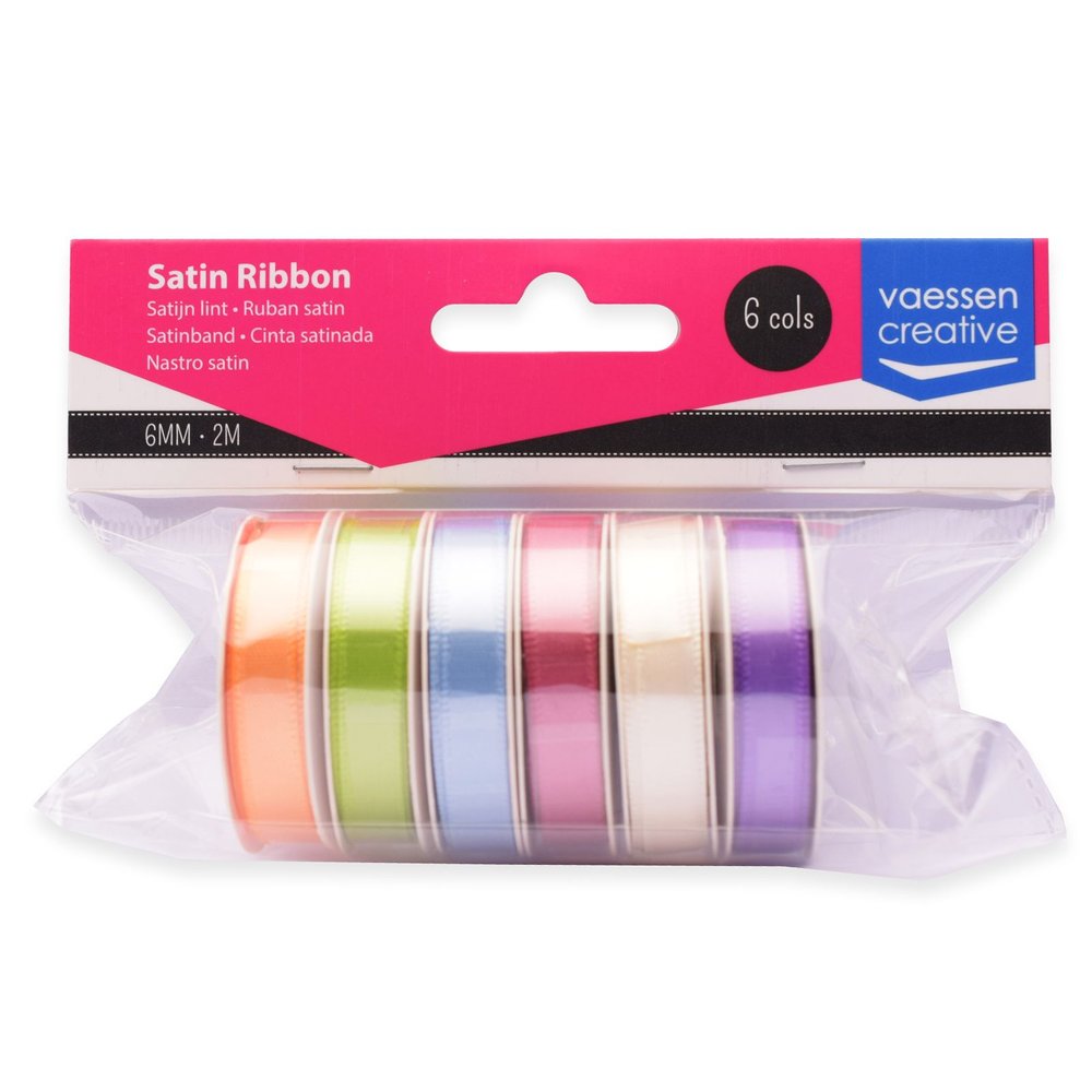 Vaessen Creative Satin Ribbon 6 Colours 6mmx2m Spring-1