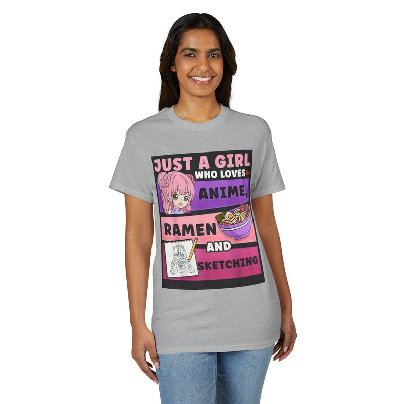 "Just a Girl Who Loves Anime Ramen and Sketching" T-Shirt-29