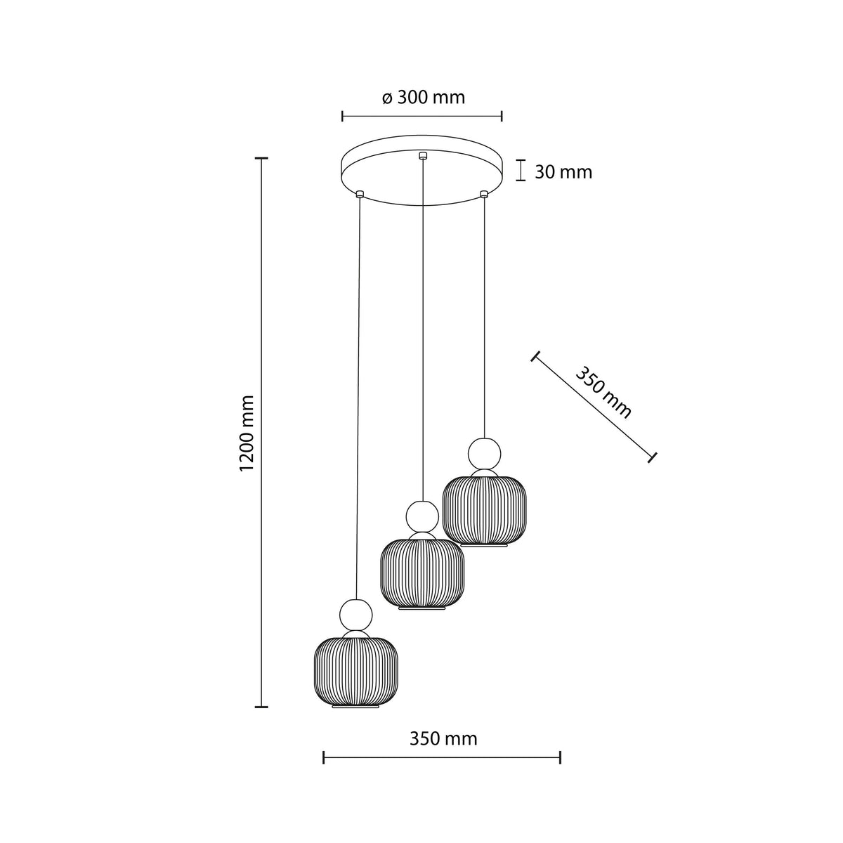 Ballo 3-Light Scandinavian Pendant Light for Kitchen Island, Dining Room & Living Room-10