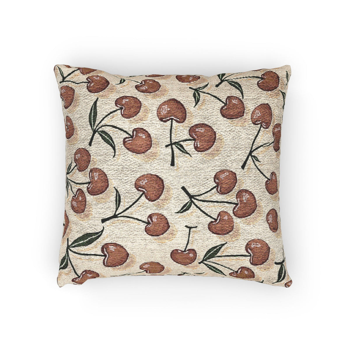 Cherry Pattern Woven Pillow — Rustic Farmhouse Decorative Throw Cushion-8