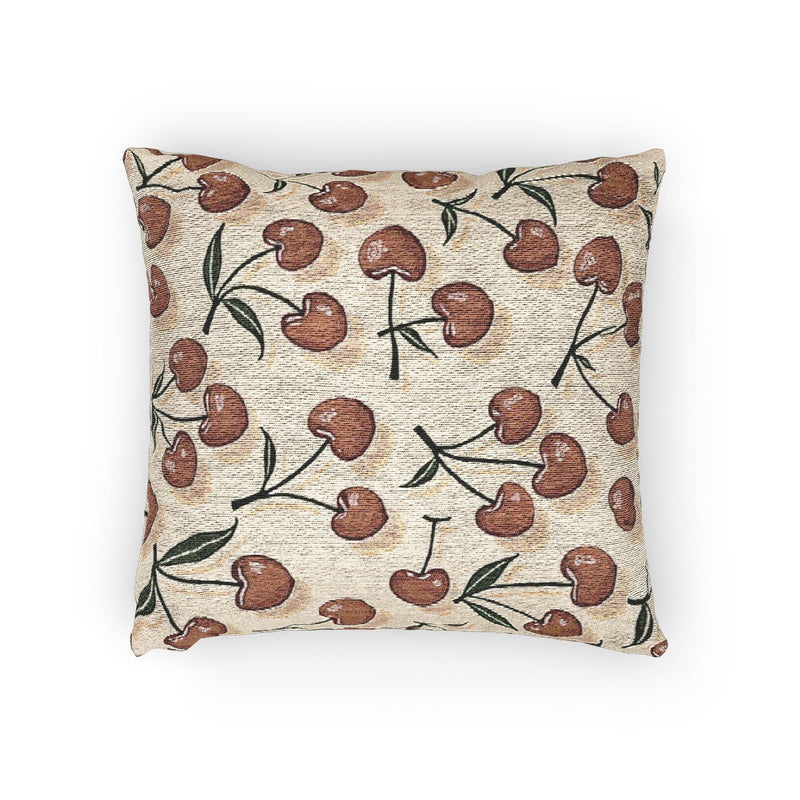 Cherry Pattern Woven Pillow — Rustic Farmhouse Decorative Throw Cushion-8