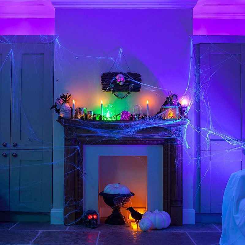 Halloween Stretchable Spider Web Decoration – Cotton Web with Mini Spiders for Indoor & Outdoor Use-3