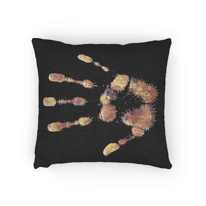 Metallic Handprint Woven Pillow | Boho Accent Throw Pillow-6