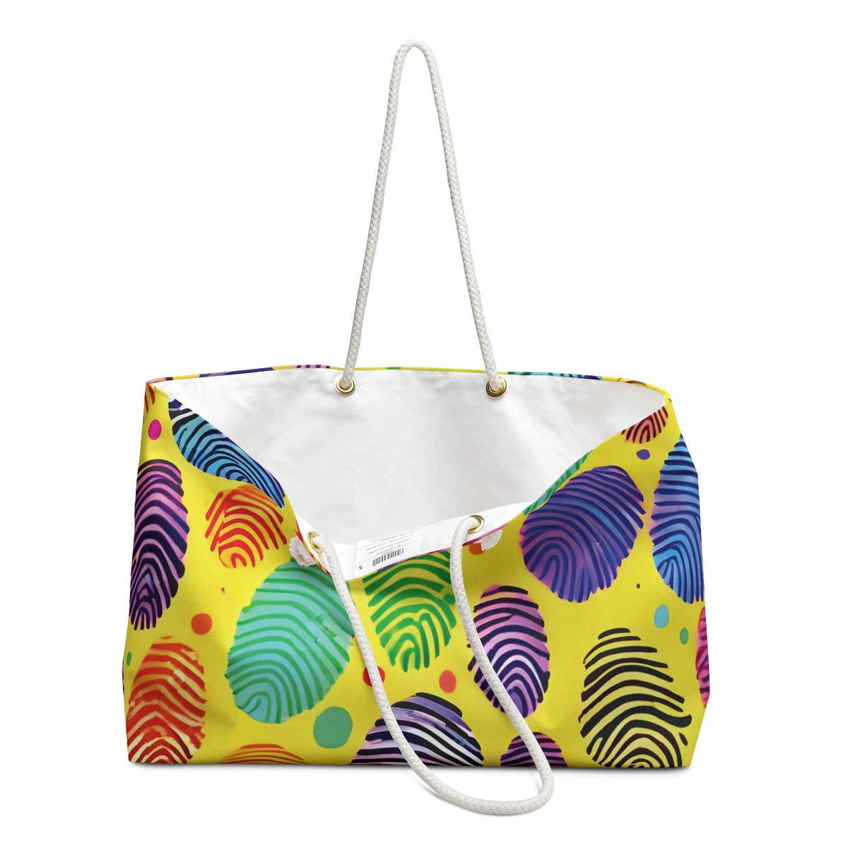 Rainbow Fingerprint Pattern Weekender Bag | Colorful Travel Tote | Busy Mom Gift-5