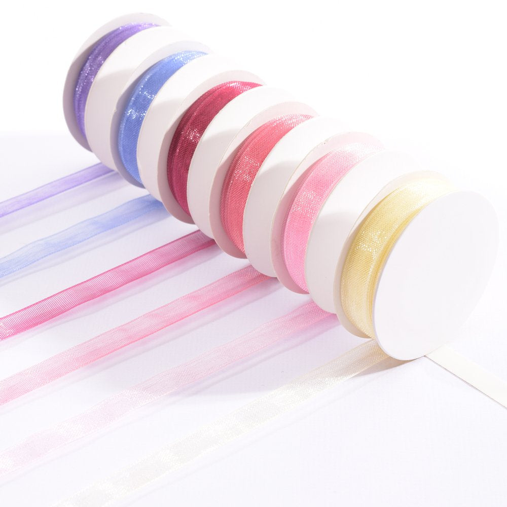 Vaessen Creative Organza Ribbon 6 Colors 6mmx2m Baby Rose-3