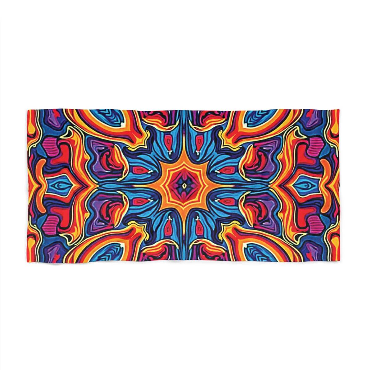 Vibrant Kaleidoscope Beach Towel — Colorful Retro Mandala Pattern-2