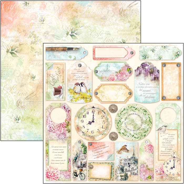Ciao Bella Notre Vie Tags & Frames Paper Sheet 12"X12" 1 Sheet-1